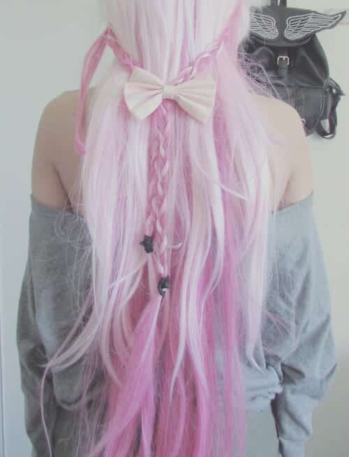 Pastel pink dyed hair style