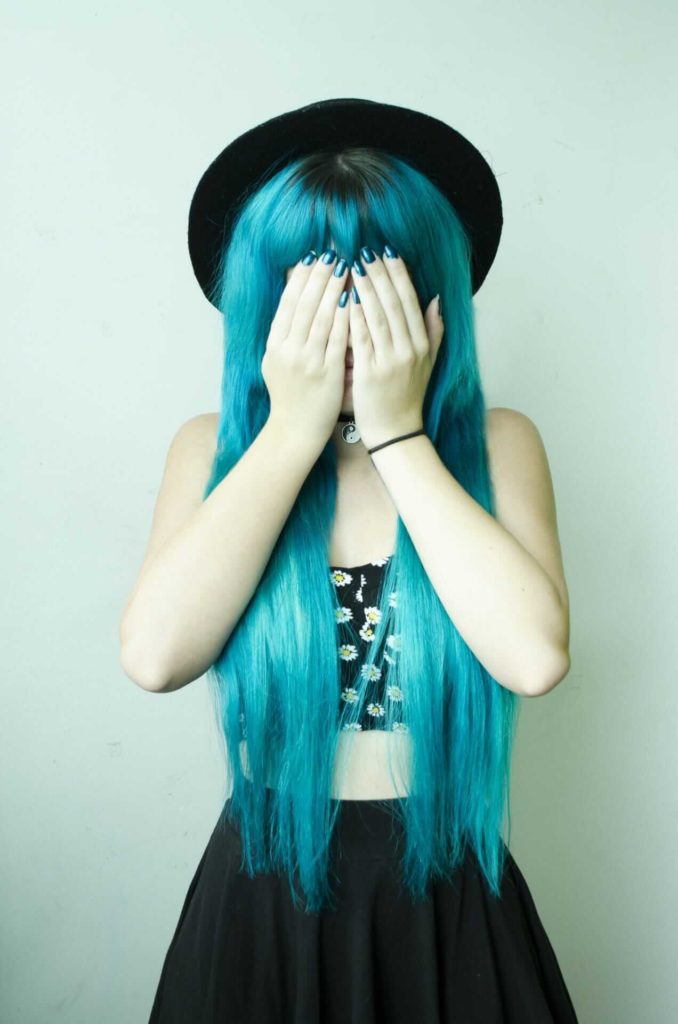 Dyed turquoise pastel hair