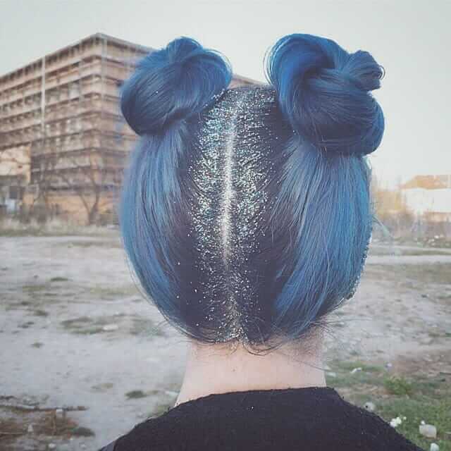 Blue Chalk Pastel hairstyle with Buns
