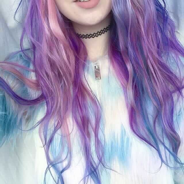 Dyed Hair Pastel Blue and Violet