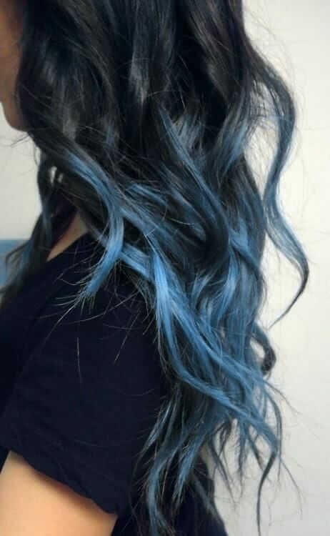 Black to Blue Mermaid Dip Dyed Hair Style