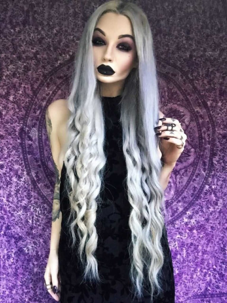Alternative Nu-goth with Black Make-Up and Long Bleached hairstyle