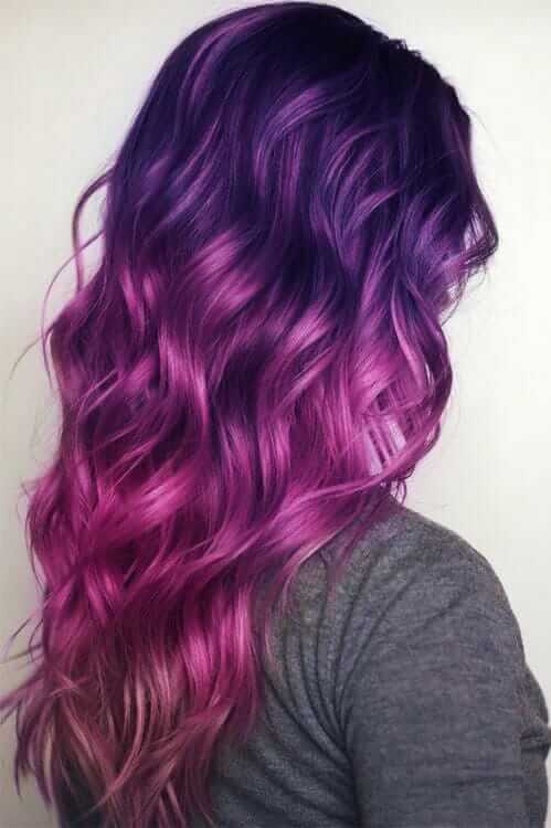 Curly Dip Dyed Pink and Lilac Hairstyle