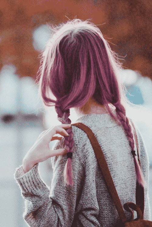 Cute Braided Purple Dyed Hairstyle