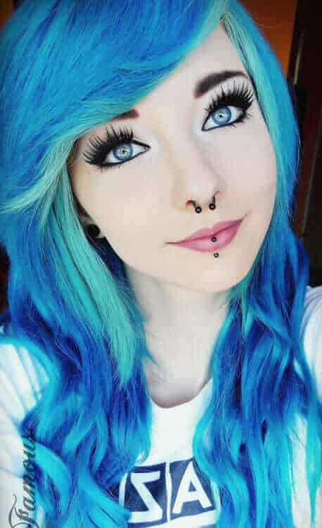 Cute Curly Blue and Turquoise Dyed Hairstyle