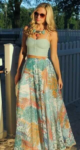 Cropped corset with maxi skirt
