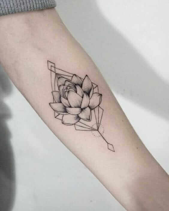 Geometric lotus flower tattoo