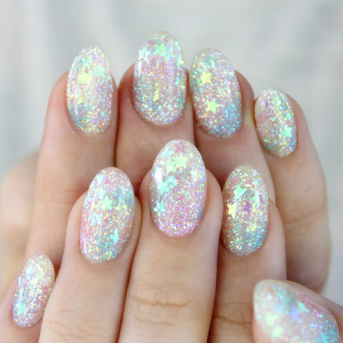 Pastel glitter stars nails