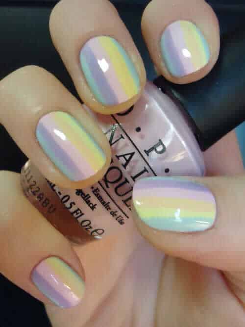 Pastel rainbow nails polish