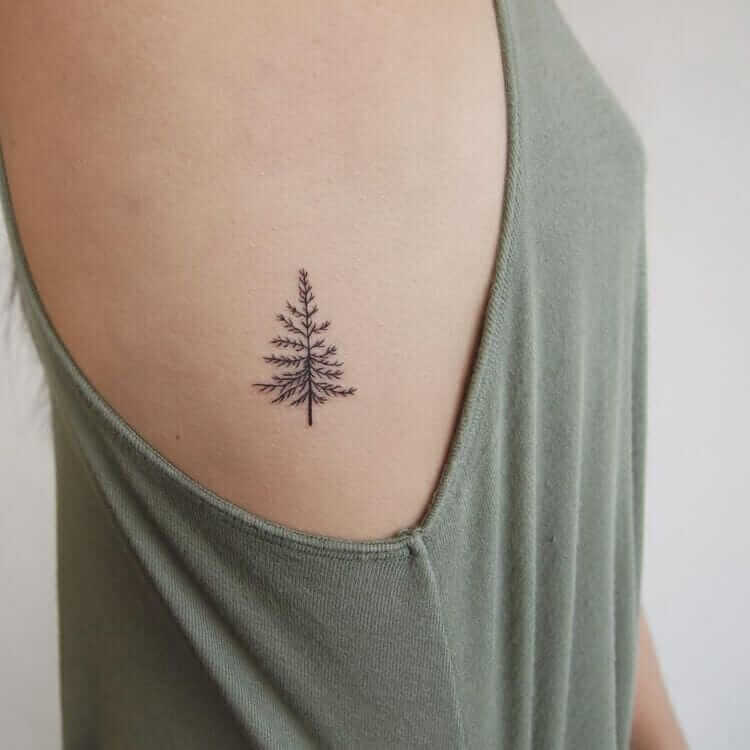Minimalist Pine Tree Tattoo