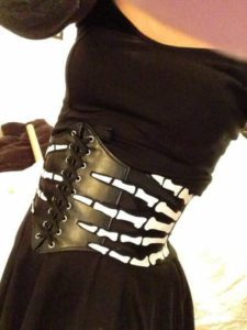 Skeleton hand belt corset