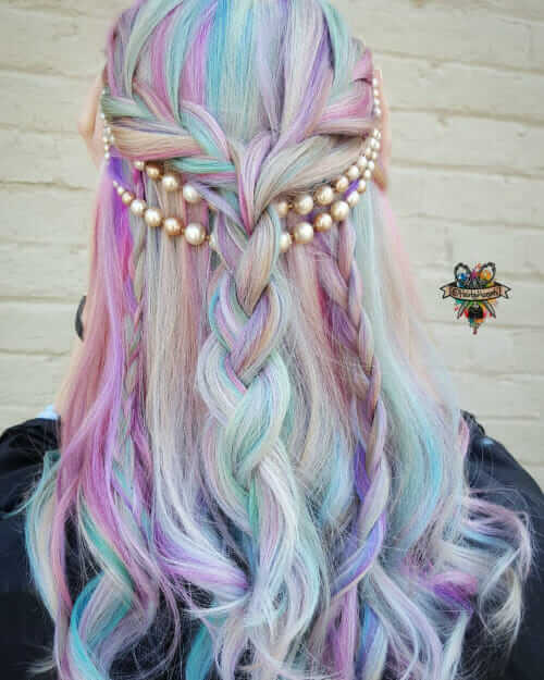 Rainbow pastel hair by hairbykaseyoh