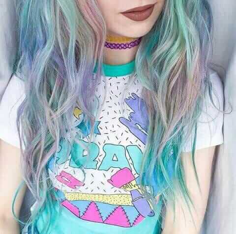 Rainbow chalk pastel hairstyle by Kayla Hadlington