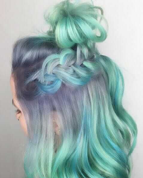 Teal dye hairstyle