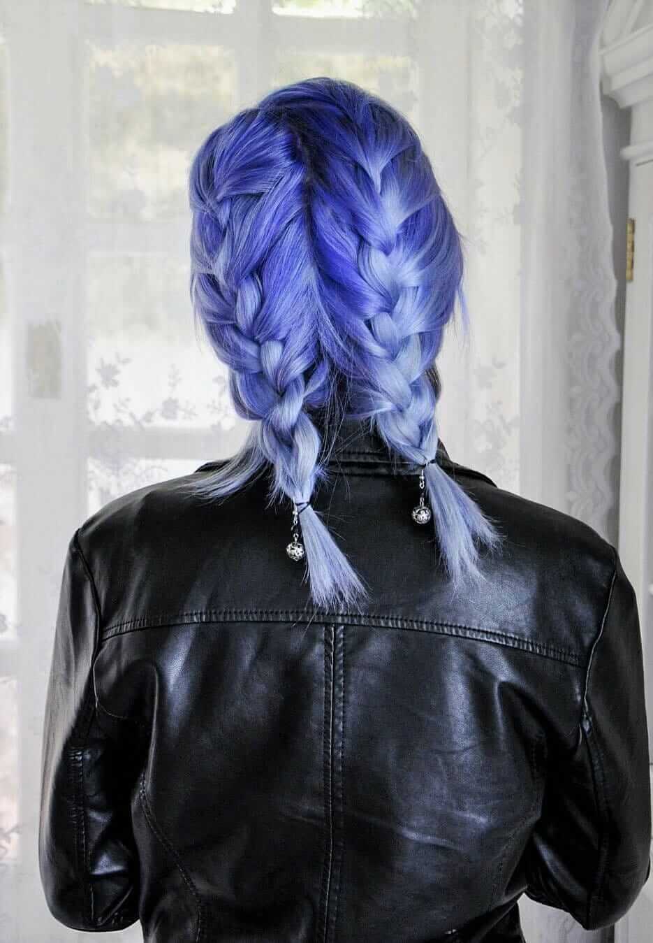 Double Dutch blue braided hair with Crazy Color lilac hair dye by jessica_dueck