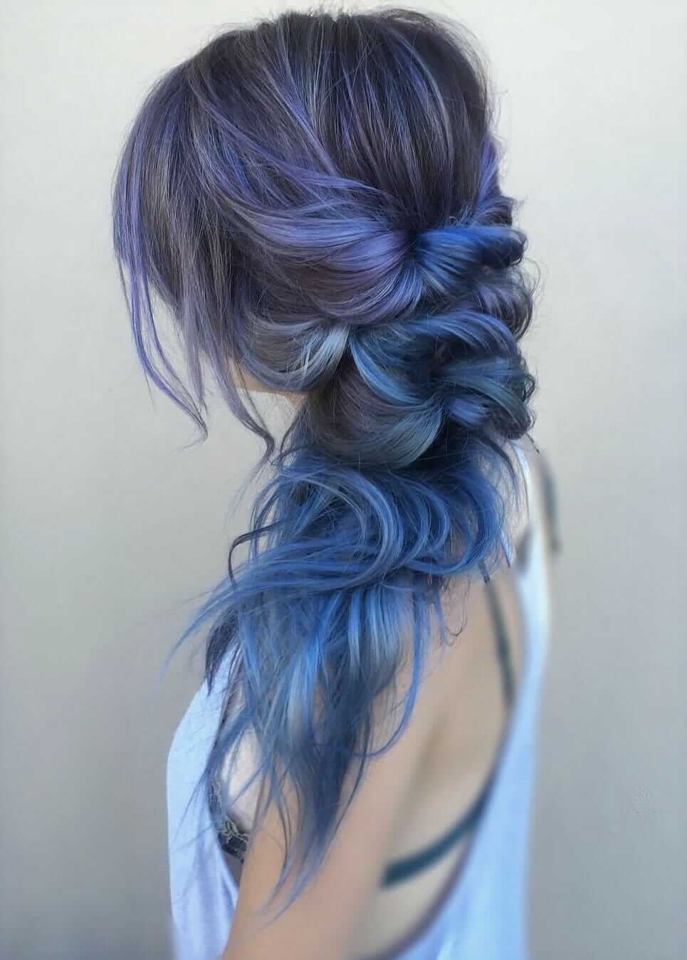 Dip dyed blue ombre hairstyle