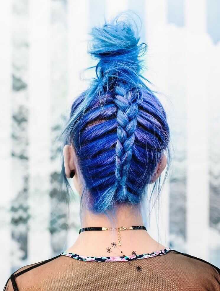 Upside down braid blue hair dye idea by zoelondondj