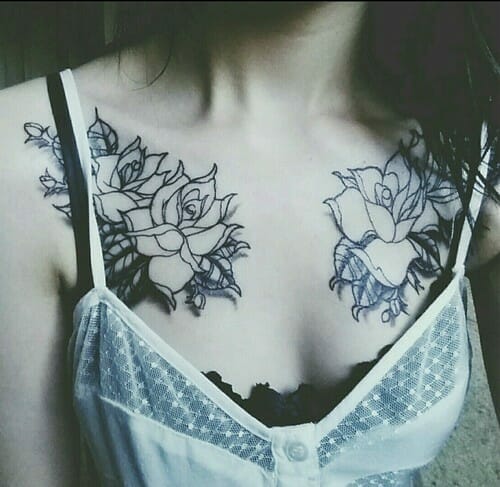 Flower collar bone tattoos