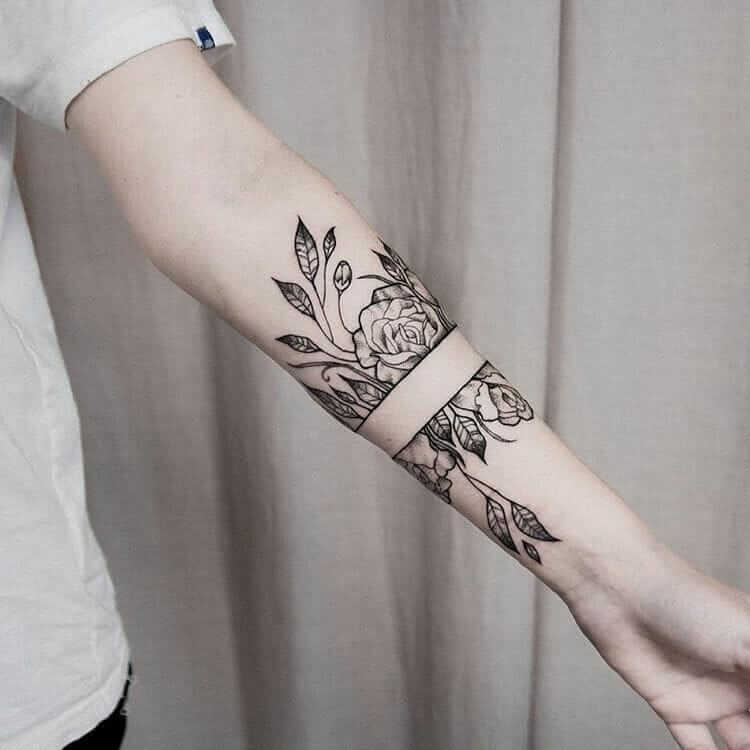 Upper arm rose tattoo design by dogma_noir