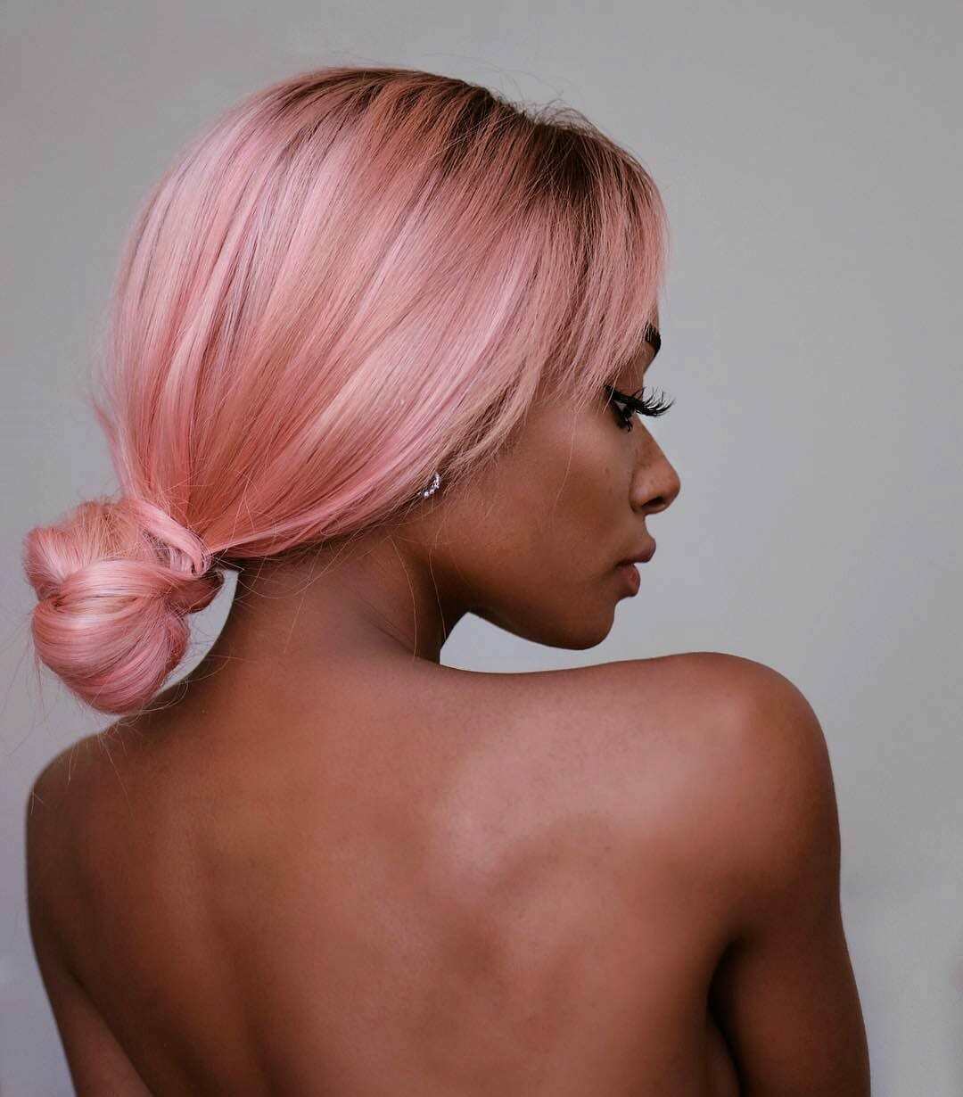 Ombre pink with bun hairstyle by nyanelebajoa