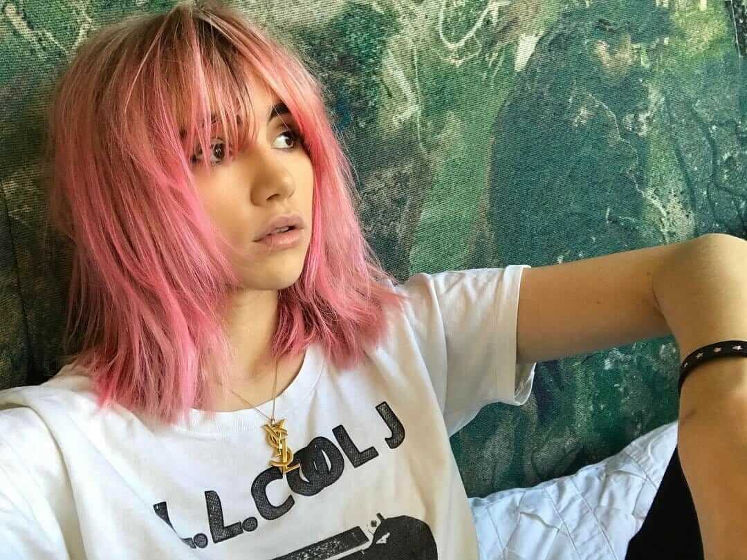 Short messy pink with bang hairstyle by sukiwaterhouse