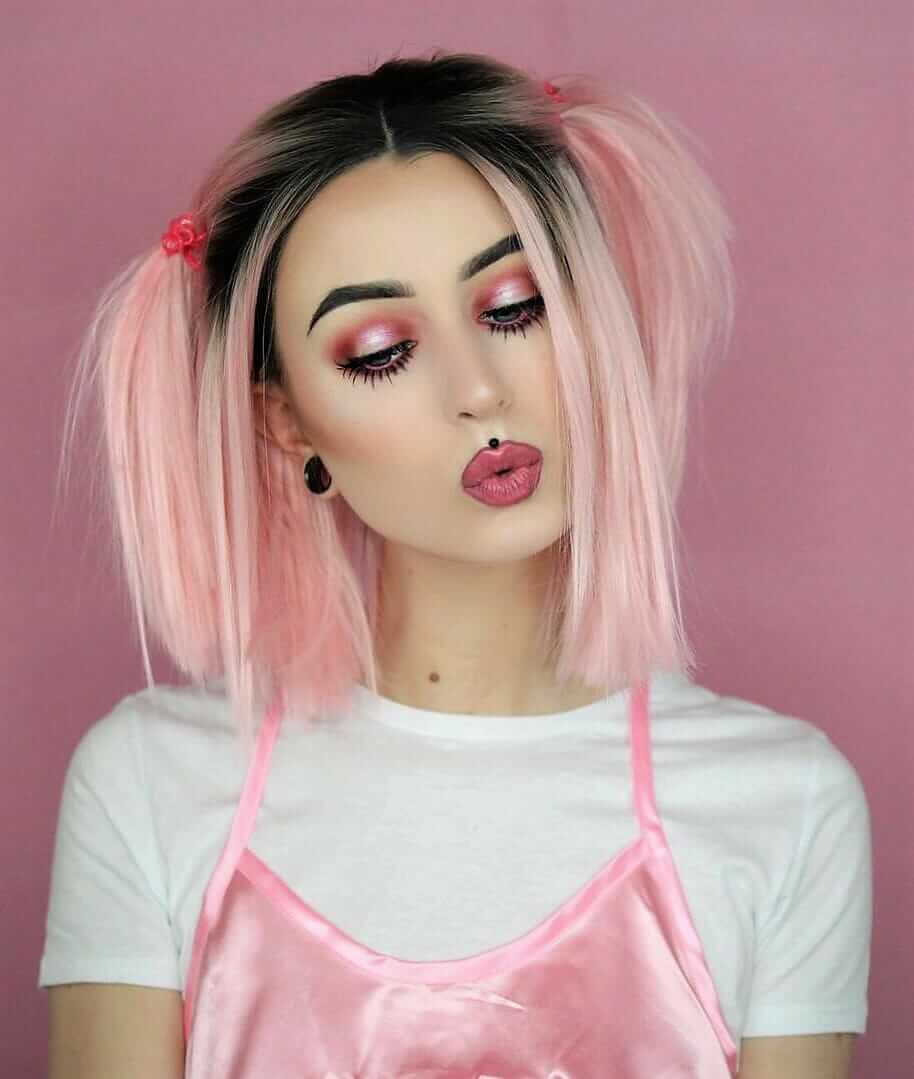 Short ombre pink with bums pigtails wig by evelina.forsell