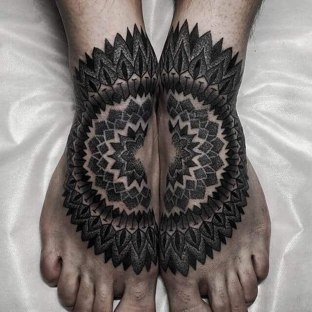 Mandala sacred geometric foots tattoos by alex_arnautov