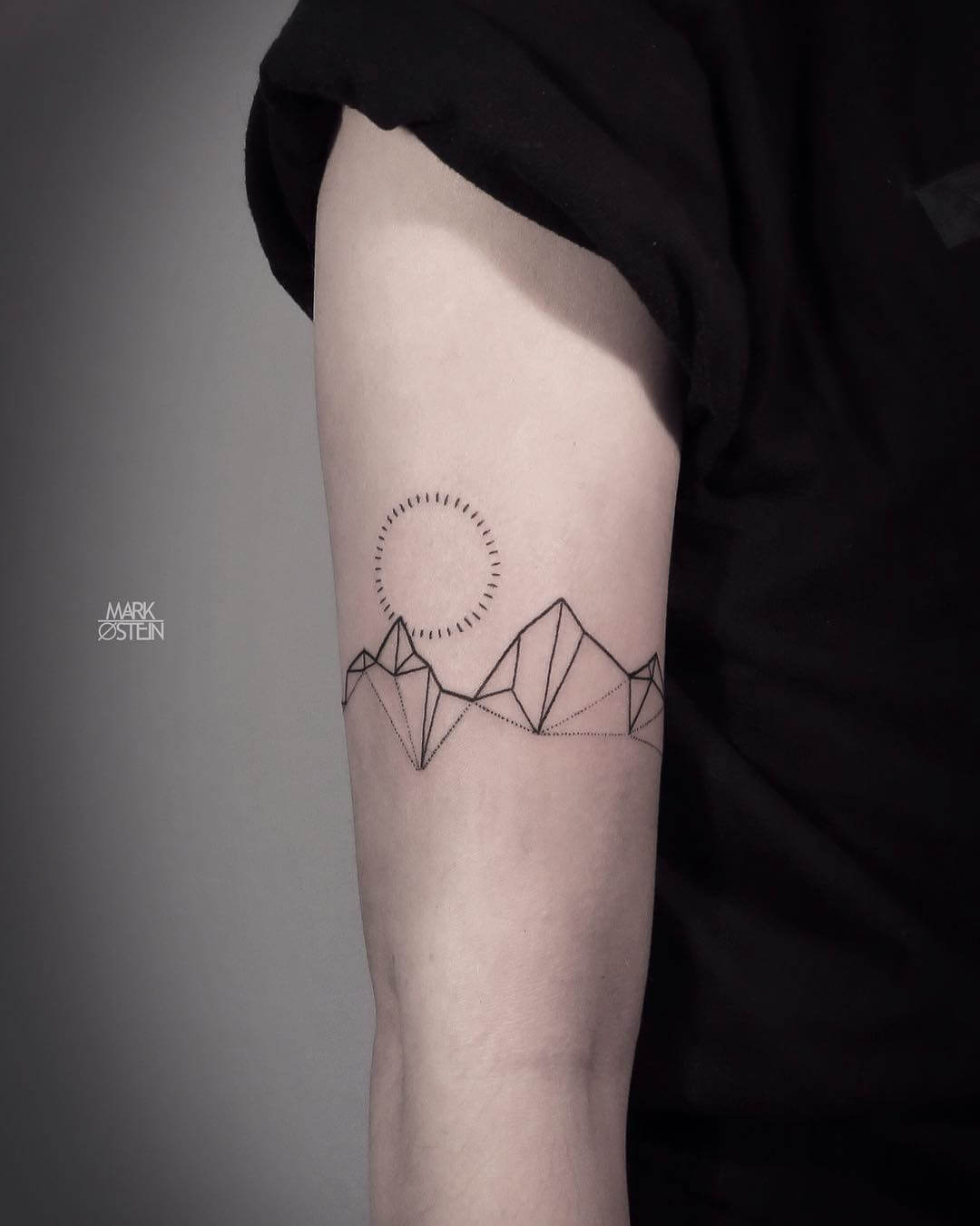 Geometric landscape arm tattoo by mark_ostein