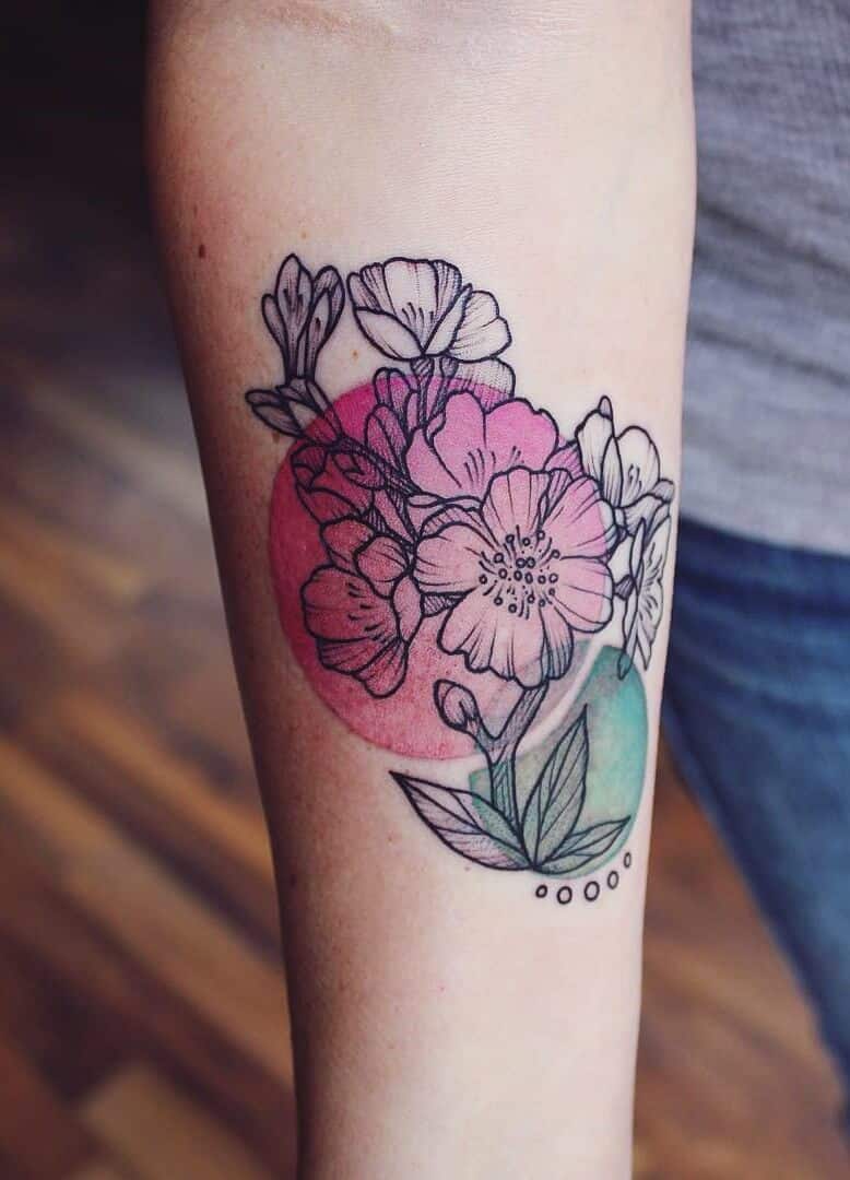 Cherry blossom watercolor tattoo