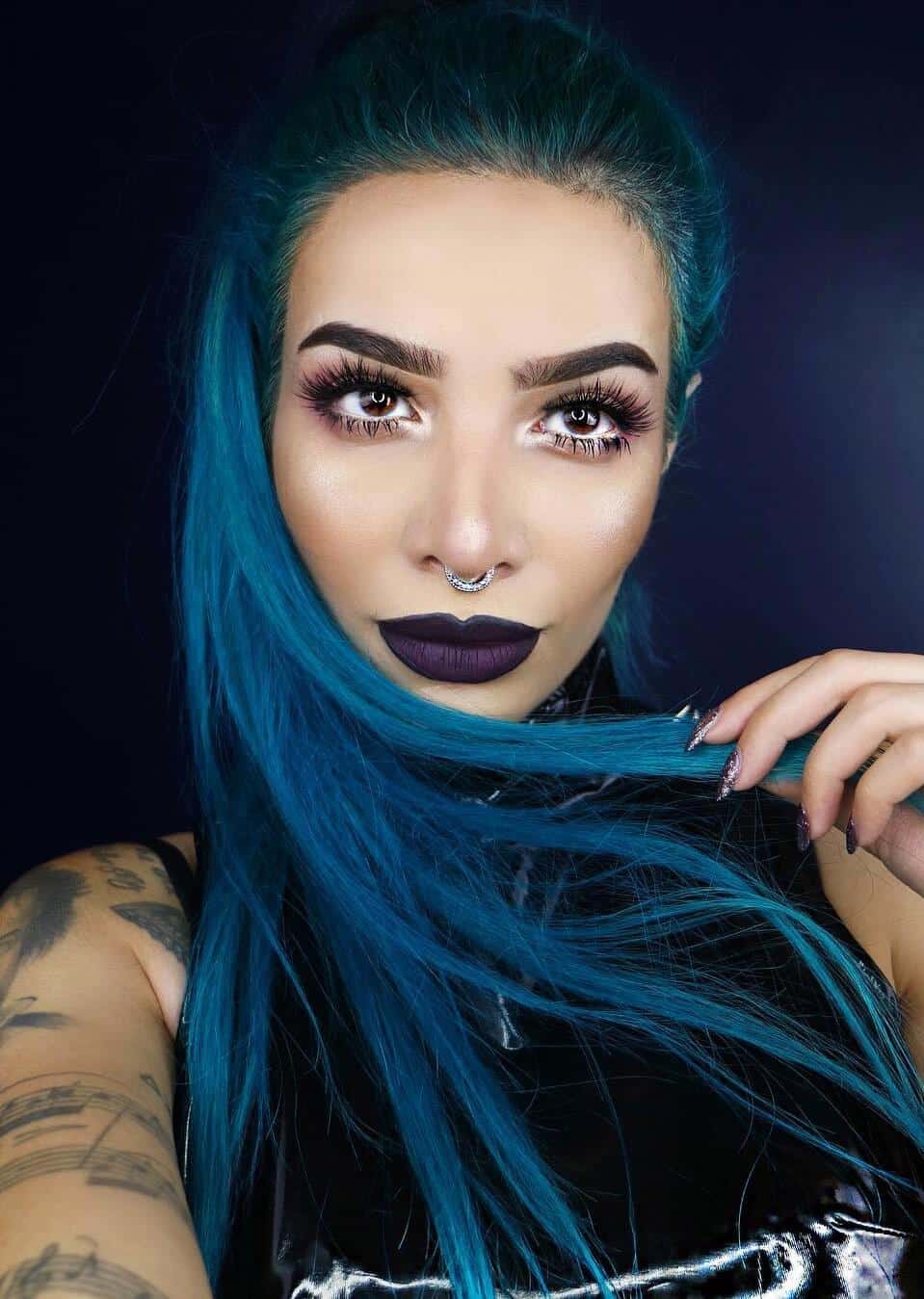 Deep blue makeup look by lilmoonchildd