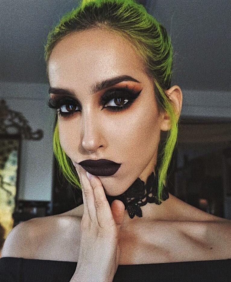 Dark green edgy makeup look by linabugz