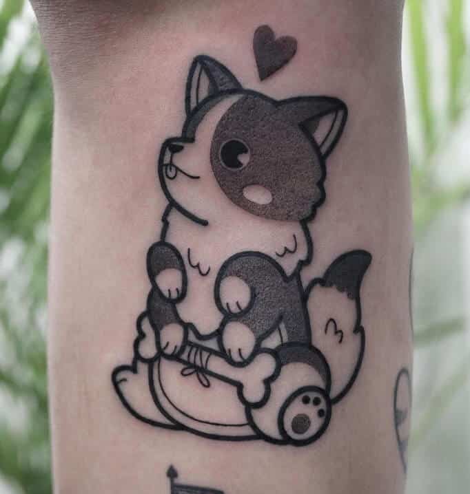Cute corgi outline tattoo design