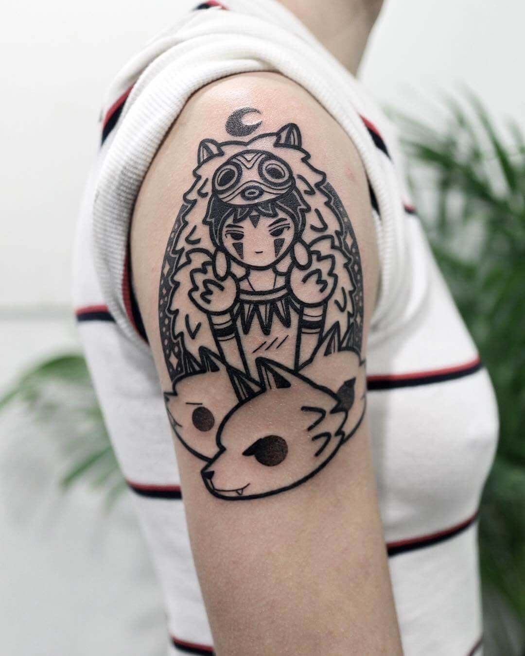 Princess Mononoke with wolves tattoo