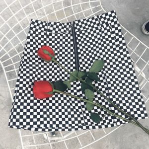 Zipper Ring Checkerboard Mini Skirt 2