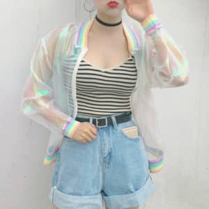 Rainbow Hologram Bomber Jacket