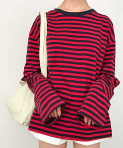 Loose Long Sleeve Striped All Match Top