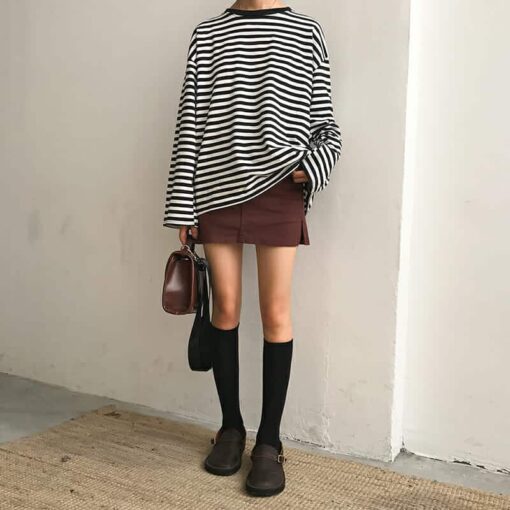Loose Long Sleeve Striped All Match Top 3