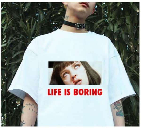 'Life is Boring' Mia Wallace Printed Tee