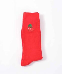 Fruits Embroidered Socks Cherry