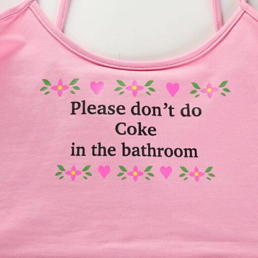 Please Don’t Do Coke in the Bathroom Lace Crop Top Print Details