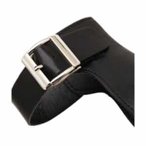 Thick Heels Open Toe Button Belt Shoes Black 3