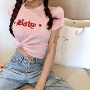 Embroidered “Baby” Heart Top 1