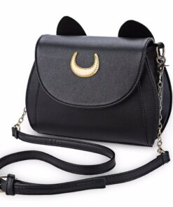 Black Luna Cat Moon Crossbody Bag
