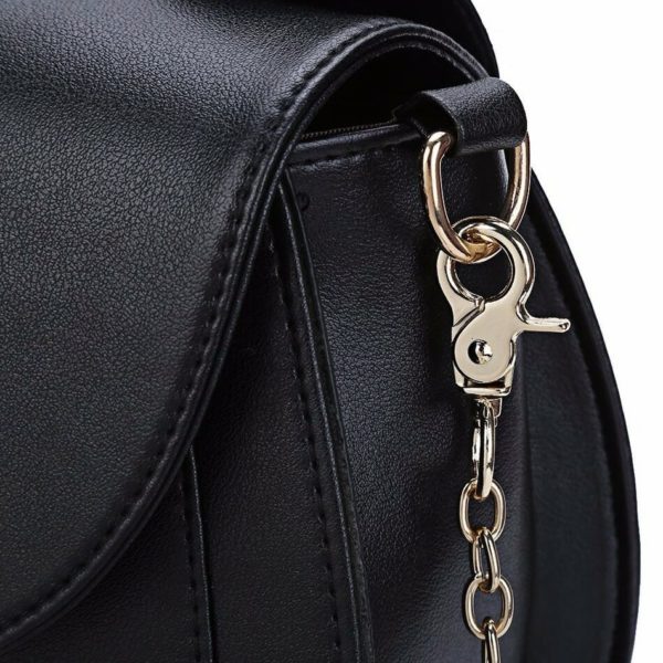 Black Luna Cat Moon Crossbody Bag Close Up Chain