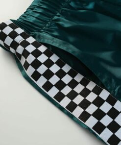 Checkerboard Green Sweatpants Stripes Details