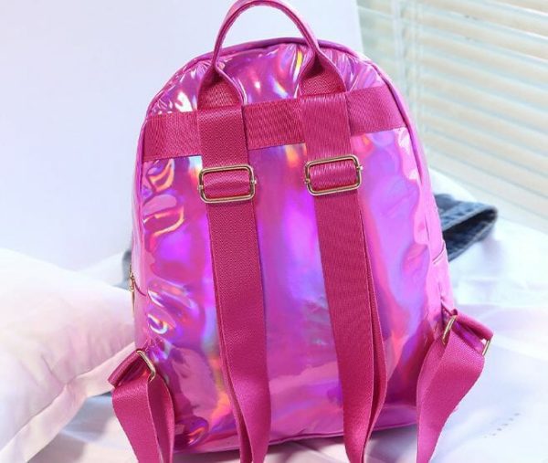 Holographic Small Backpack Hot Pink Back