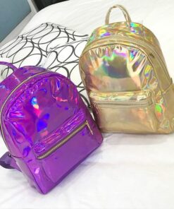 Holographic Small Backpack Hot Pink and Golden