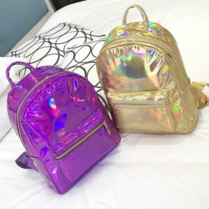 Holographic Small Backpack Hot Pink and Golden