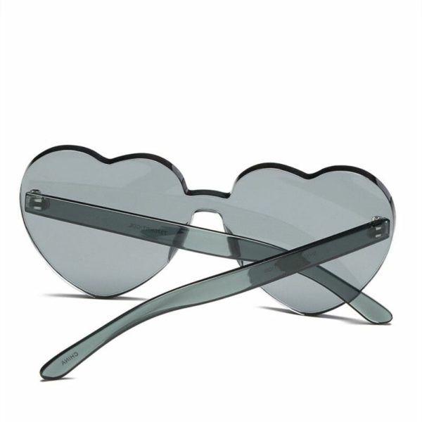 Rimless Heart Shaped Sunglasses Back Gray