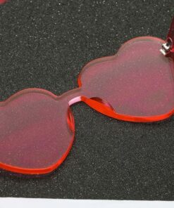 Rimless Heart Shaped Sunglasses Red Floor